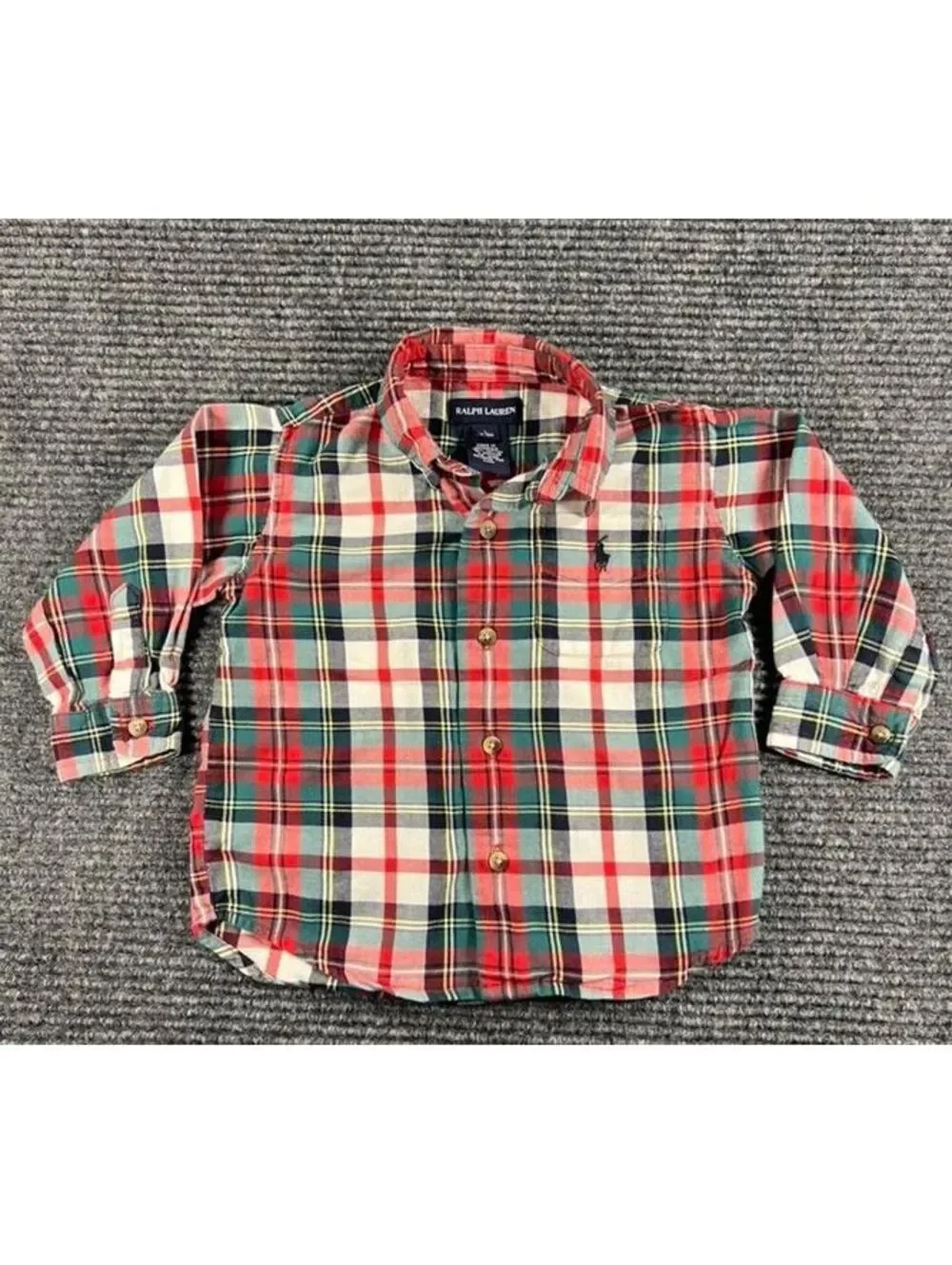 Ralph Lauren Baby Toddler Plaid Cotton Button-Up Cotton Dress Shirt 12-18 Months
